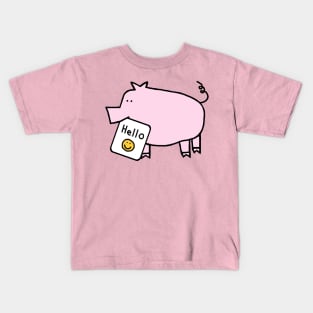 Pink Pig Says Hello Kids T-Shirt